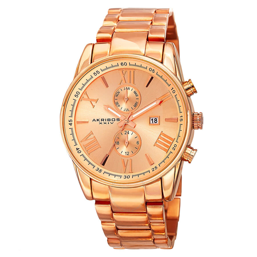 Akribos XXIV Our Products Quartz Rose Gold Dial Men's Watch P50122 - Dawson Watches