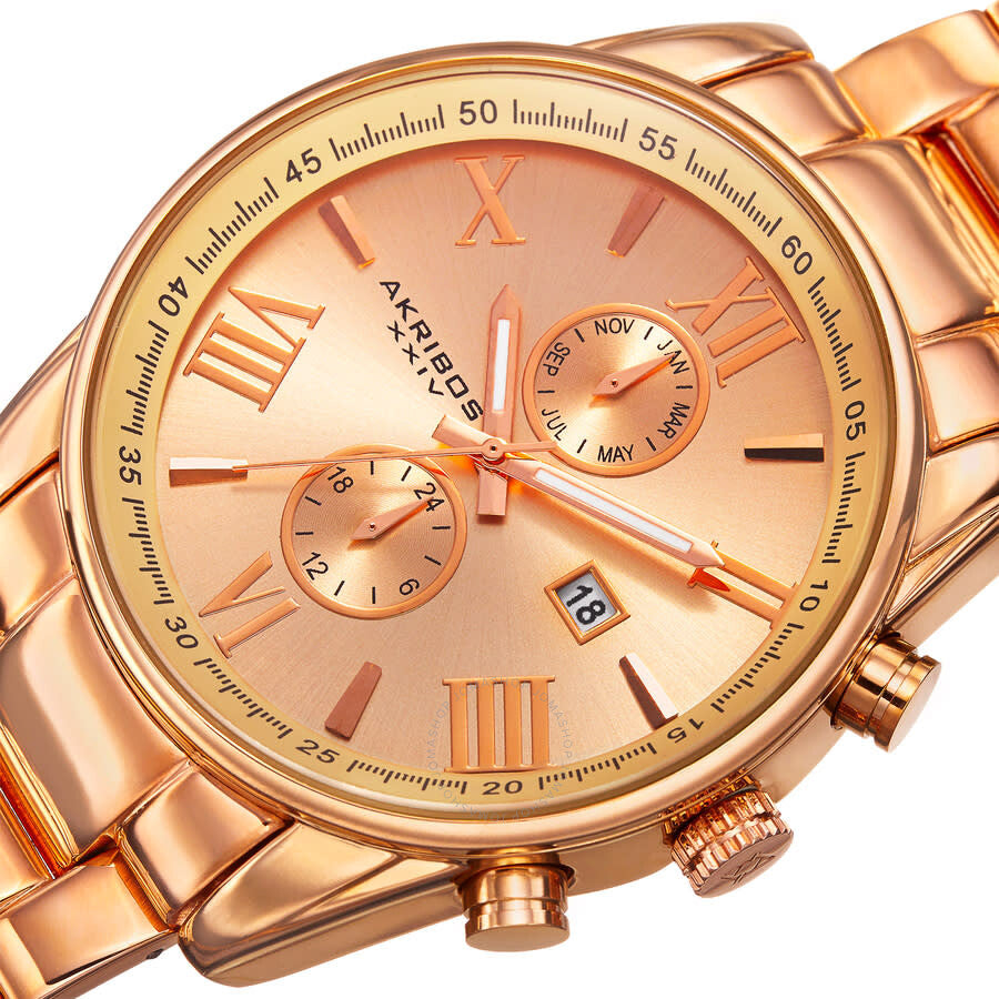 Akribos XXIV Our Products Quartz Rose Gold Dial Men's Watch P50122 - Dawson Watches #2
