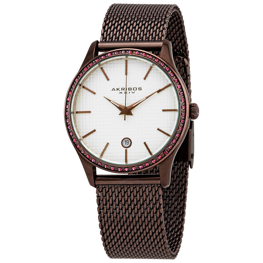 Akribos XXIV Pink Dial Brown Ion-plated Ladies Watch AK967BR - Dawson Watches
