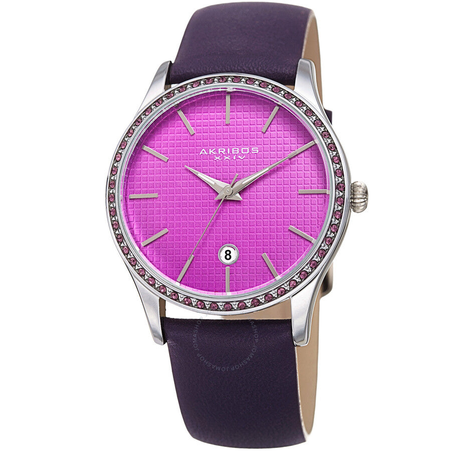 Akribos XXIV Purple Dial Purple Leather Ladies Watch AK964PU - Dawson Watches