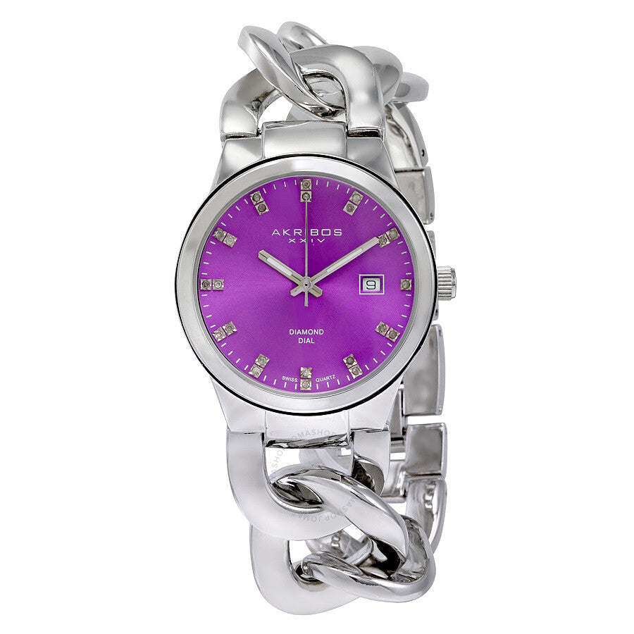 Akribos XXIV Purple Dial Silver-tone Base Metal Ladies Watch AK759SSPU - Dawson Watches