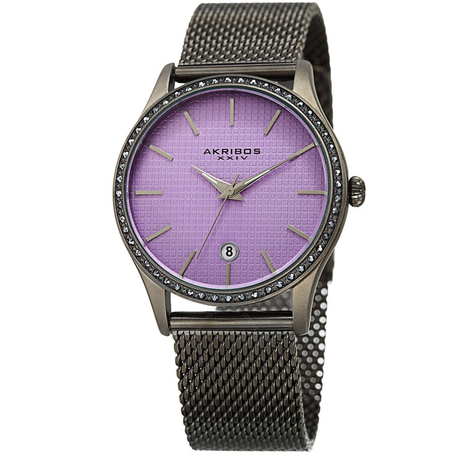 Akribos XXIV Purple Square-Textured Dial Ladies Watch AK967GNPU - Dawson Watches