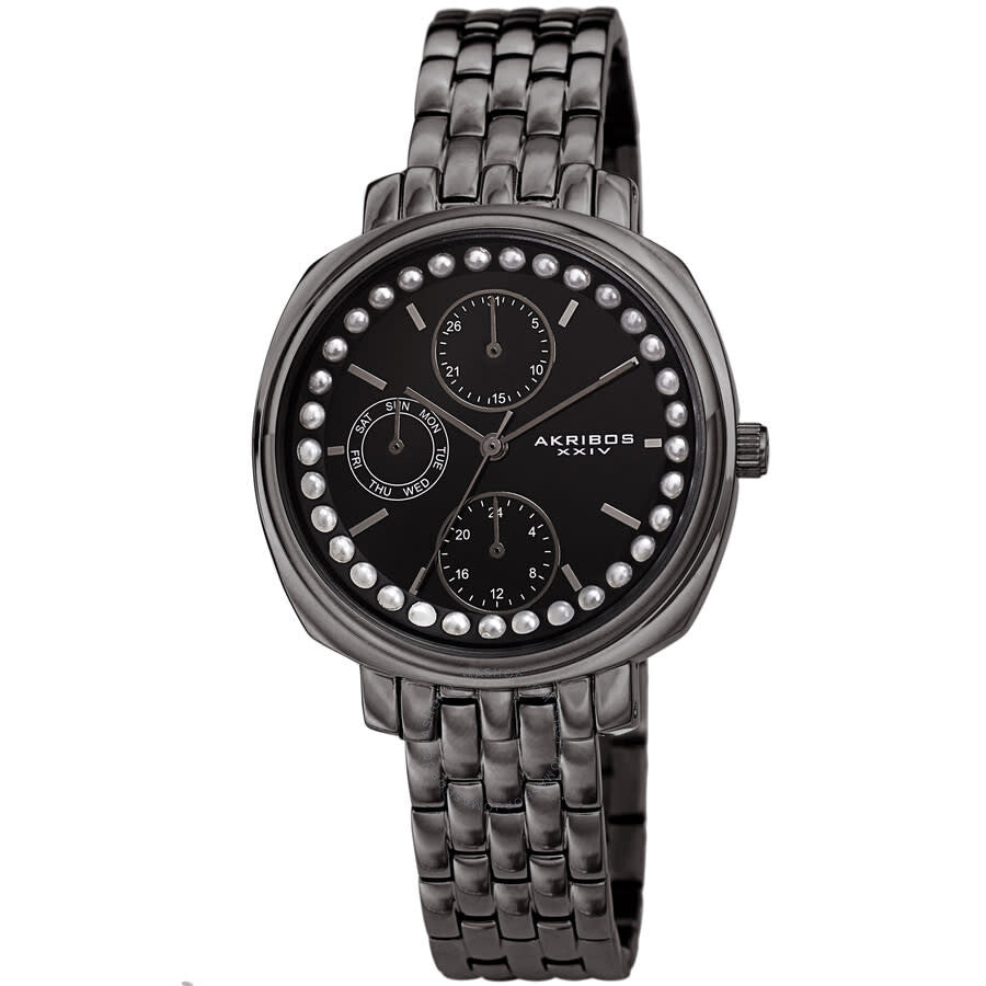 Akribos XXIV Quartz Black Dial Ladies Watch AK1114GN - Dawson Watches