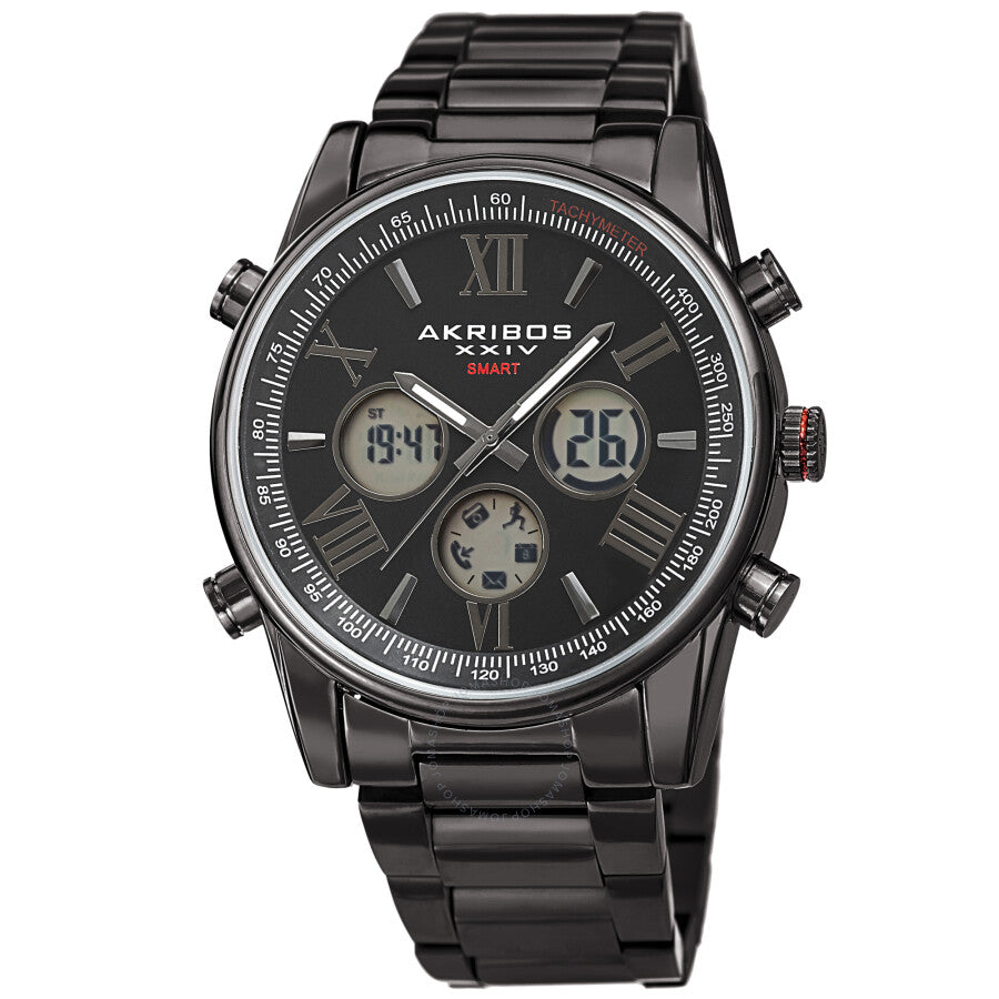 Akribos XXIV Quartz Black Dial Men's Smart Watch AK1095BK - Dawson Watches
