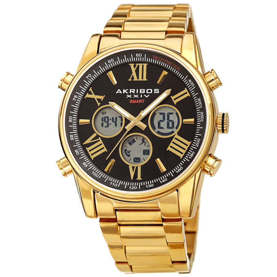 Akribos XXIV Quartz Black Dial Men's Smart Watch AK1095YGBK - Dawson Watches