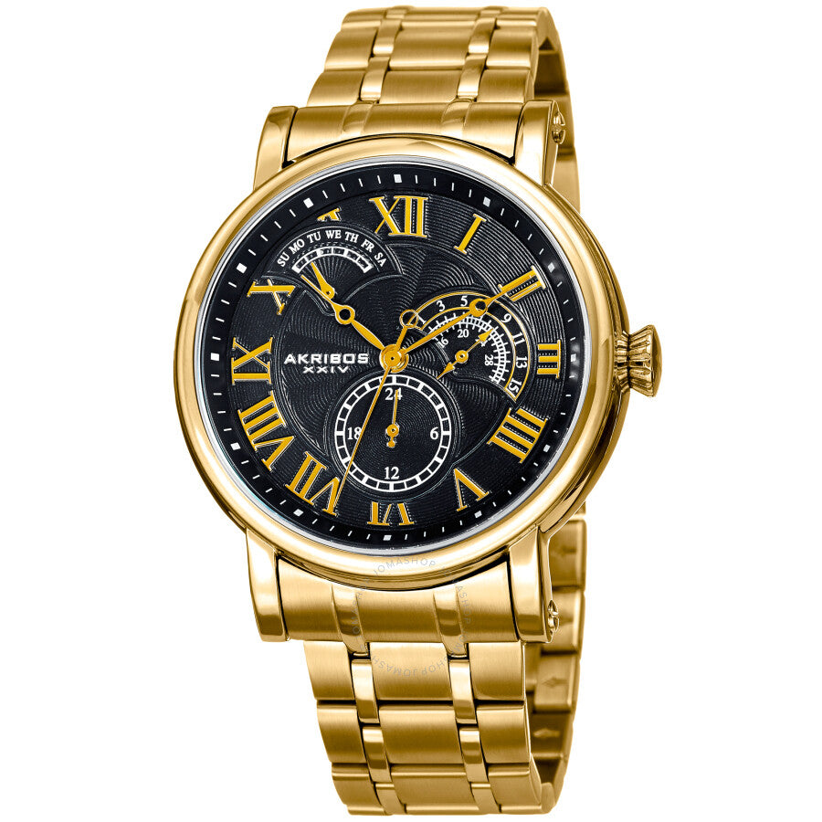 Akribos XXIV Quartz Black Dial Men's Watch AK1001YGB - Dawson Watches