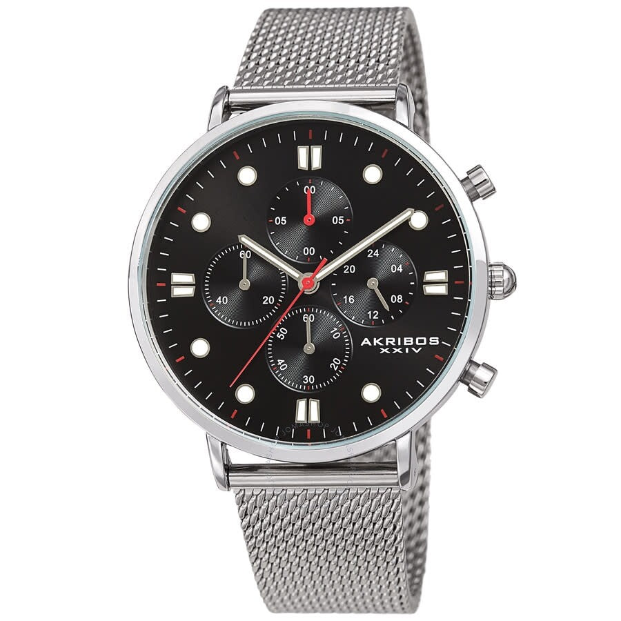 Akribos XXIV Quartz Black Dial Men's Watch AK1113SSB - Dawson Watches