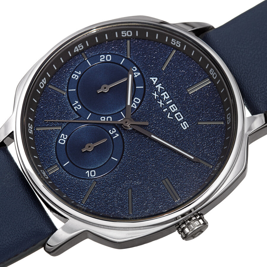 Akribos XXIV Quartz Blue Dial Blue Leather Men's Watch AK1022BU - Dawson Watches #2