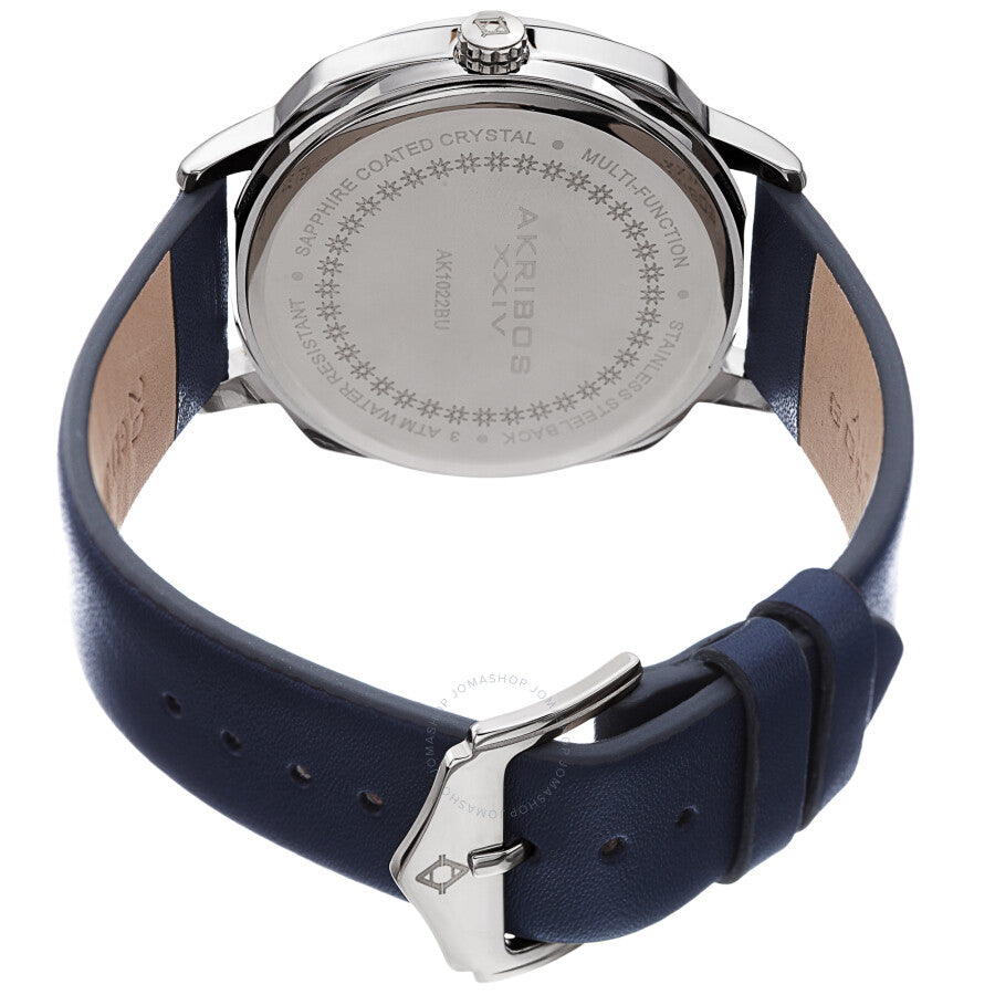 Akribos XXIV Quartz Blue Dial Blue Leather Men's Watch AK1022BU - Dawson Watches #4