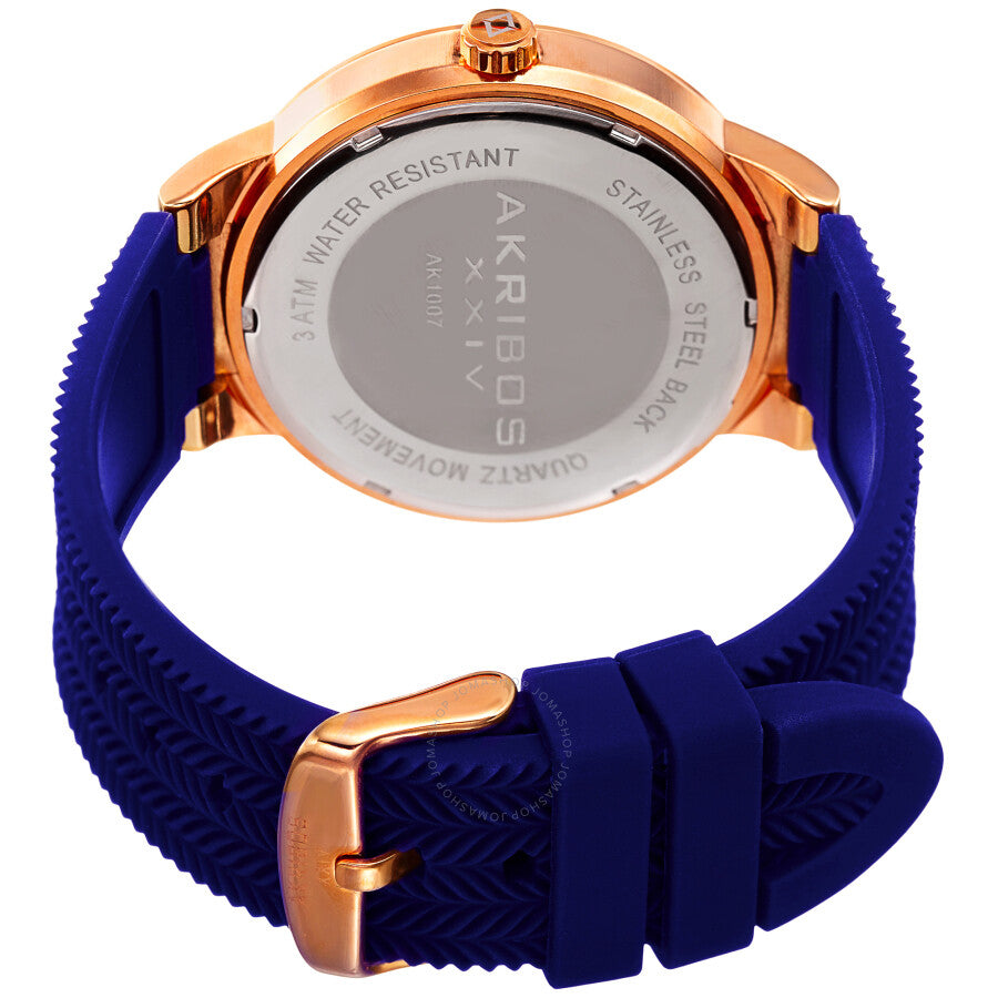 Akribos XXIV Quartz Blue Dial Blue Silicone Men's Watch AK1007RGBU - The Watches Men & Co #4