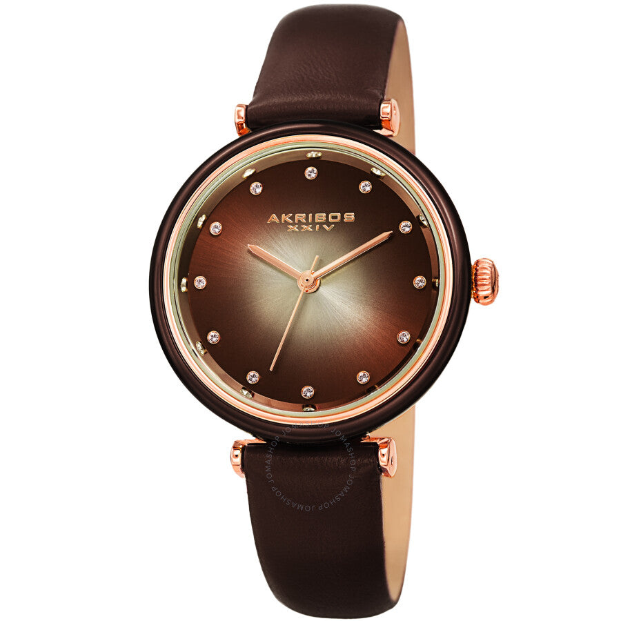 Akribos XXIV Quartz Crystal Brown Dial Ladies Watch AK1035BR - Dawson Watches
