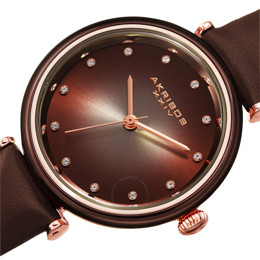 Akribos XXIV Quartz Crystal Brown Dial Ladies Watch AK1035BR - Dawson Watches #2