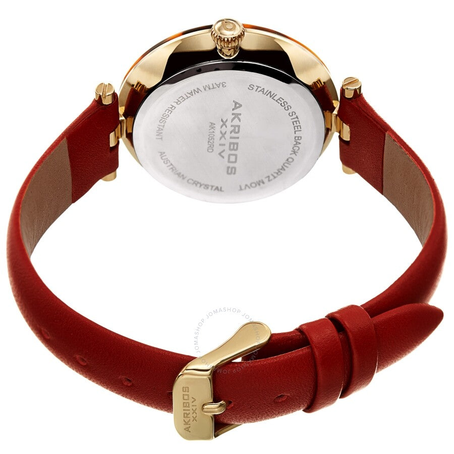 Akribos XXIV Quartz Crystal Red Dial Ladies Watch AK1052RD - The Watches Men & Co #4