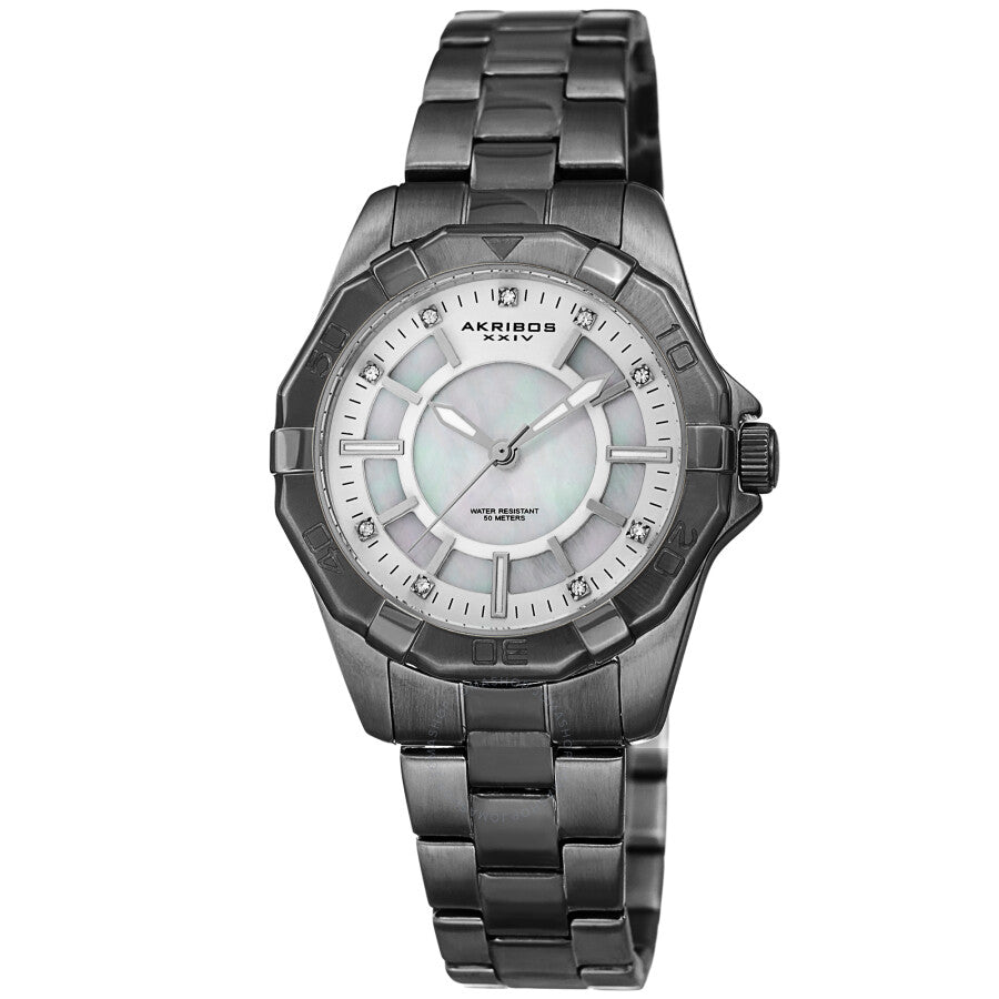 Akribos XXIV Quartz Crystal White Dial Ladies Watch AK1006GN - Dawson Watches