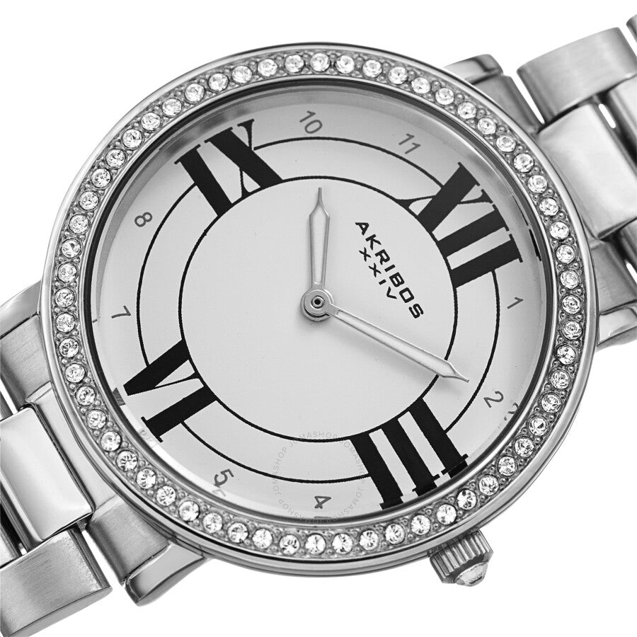 Akribos XXIV Quartz Crystal White Dial Ladies Watch AK1036SS - Dawson Watches #2