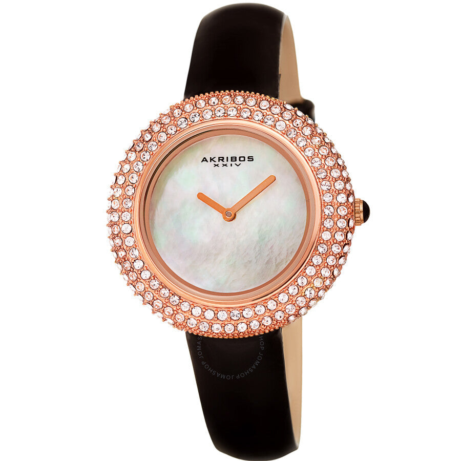 Akribos XXIV Quartz Crystal White Dial Ladies Watch AK1049BKR - Dawson Watches