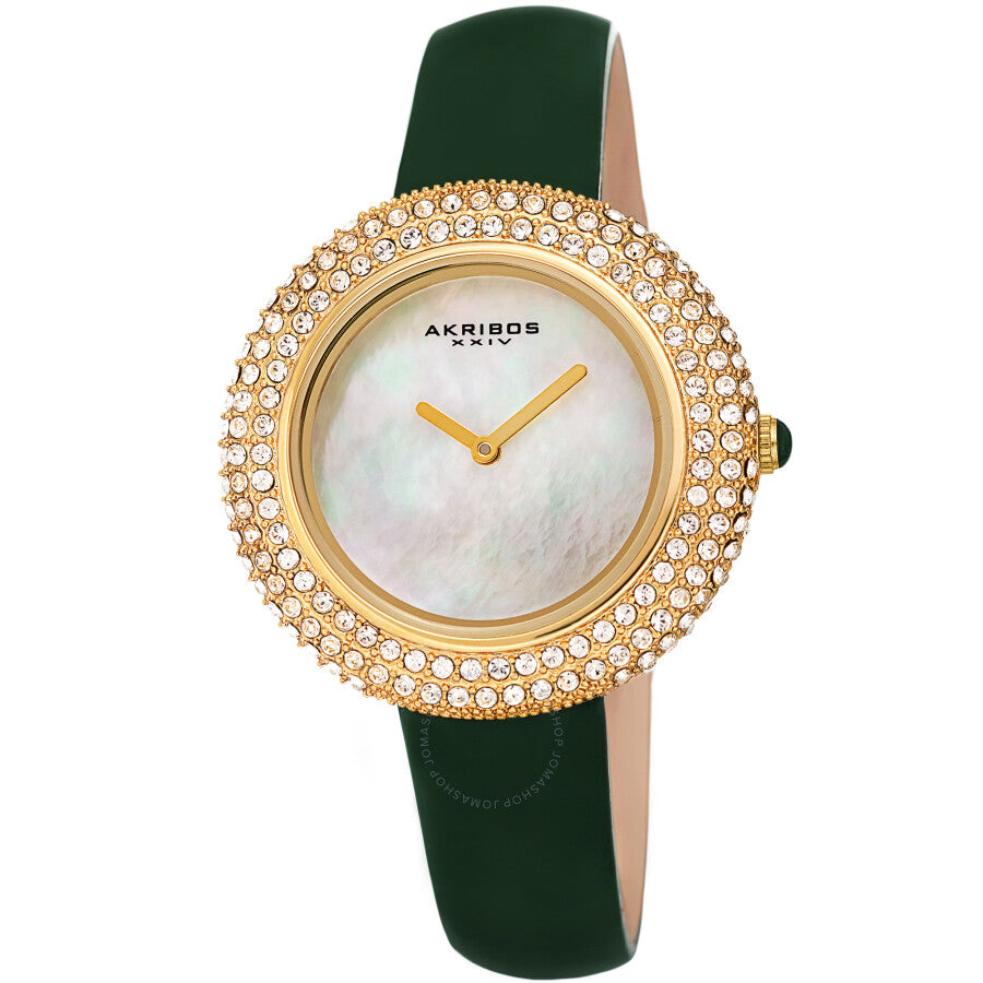 Akribos XXIV Quartz Crystal White Dial Ladies Watch AK1049GN - Dawson Watches