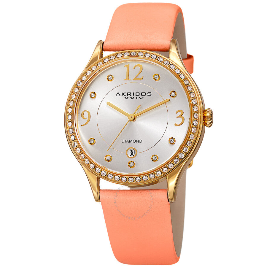 Akribos XXIV Quartz Diamond Crystal Silver Dial Ladies Watch AK1011PK - Dawson Watches