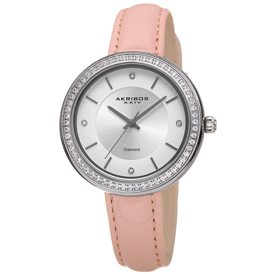 Akribos XXIV Quartz Diamond Crystal White Dial Ladies Watch AK1067PK - Dawson Watches