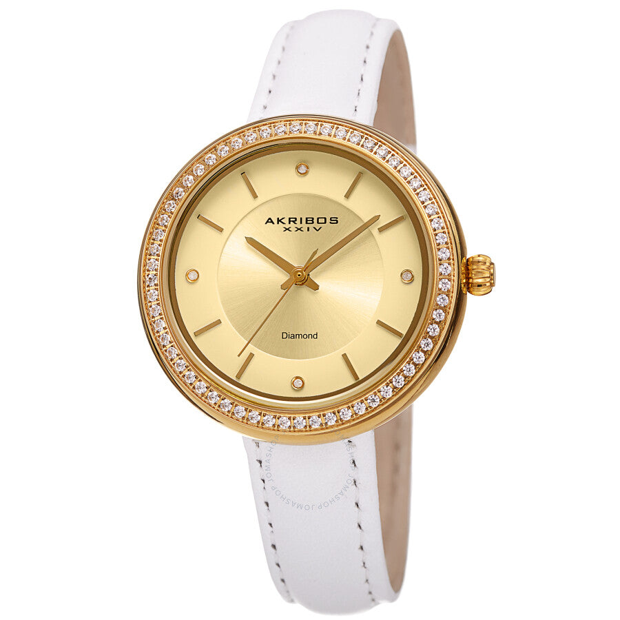 Akribos XXIV Quartz Diamond Gold Dial Ladies Watch AK1067YG - Dawson Watches