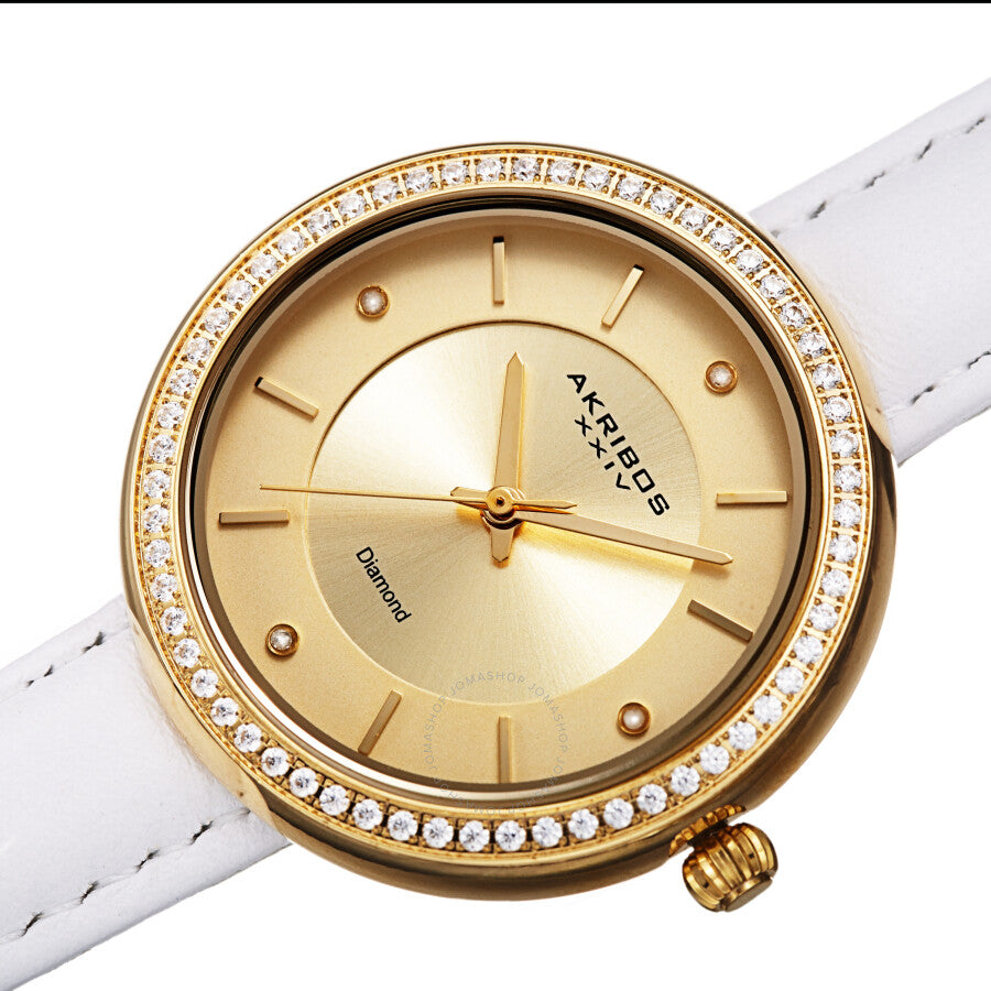 Akribos XXIV Quartz Diamond Gold Dial Ladies Watch AK1067YG - Dawson Watches #2