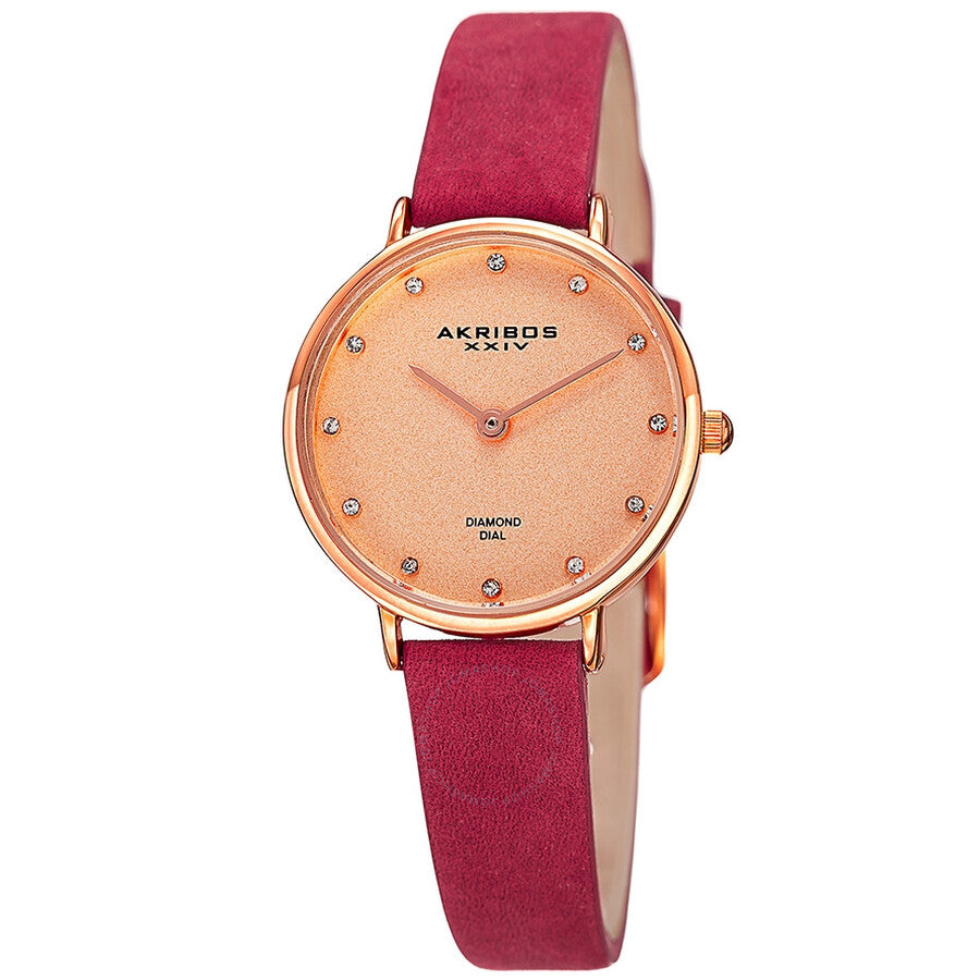 Akribos XXIV Quartz Diamond Rose Dial Ladies Watch AK882PK - Dawson Watches