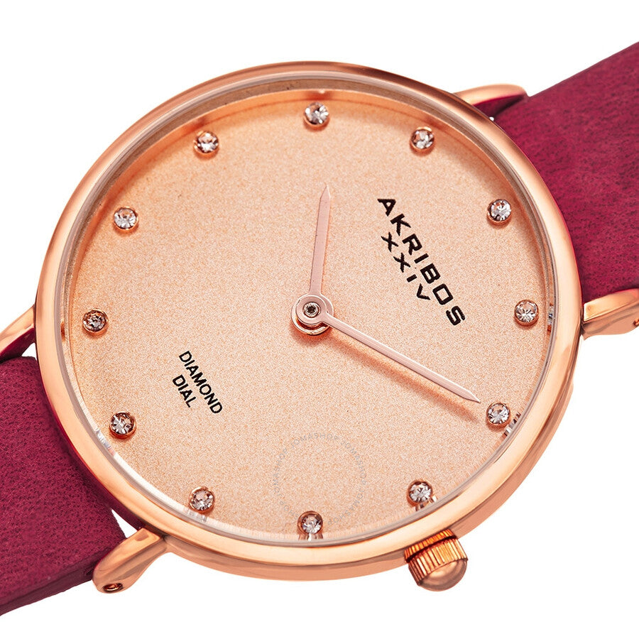 Akribos XXIV Quartz Diamond Rose Dial Ladies Watch AK882PK - Dawson Watches #2