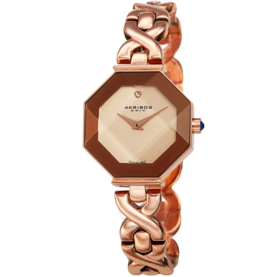 Akribos XXIV Quartz Diamond Rose Gold Dial Ladies Watch AK1086RG - Dawson Watches