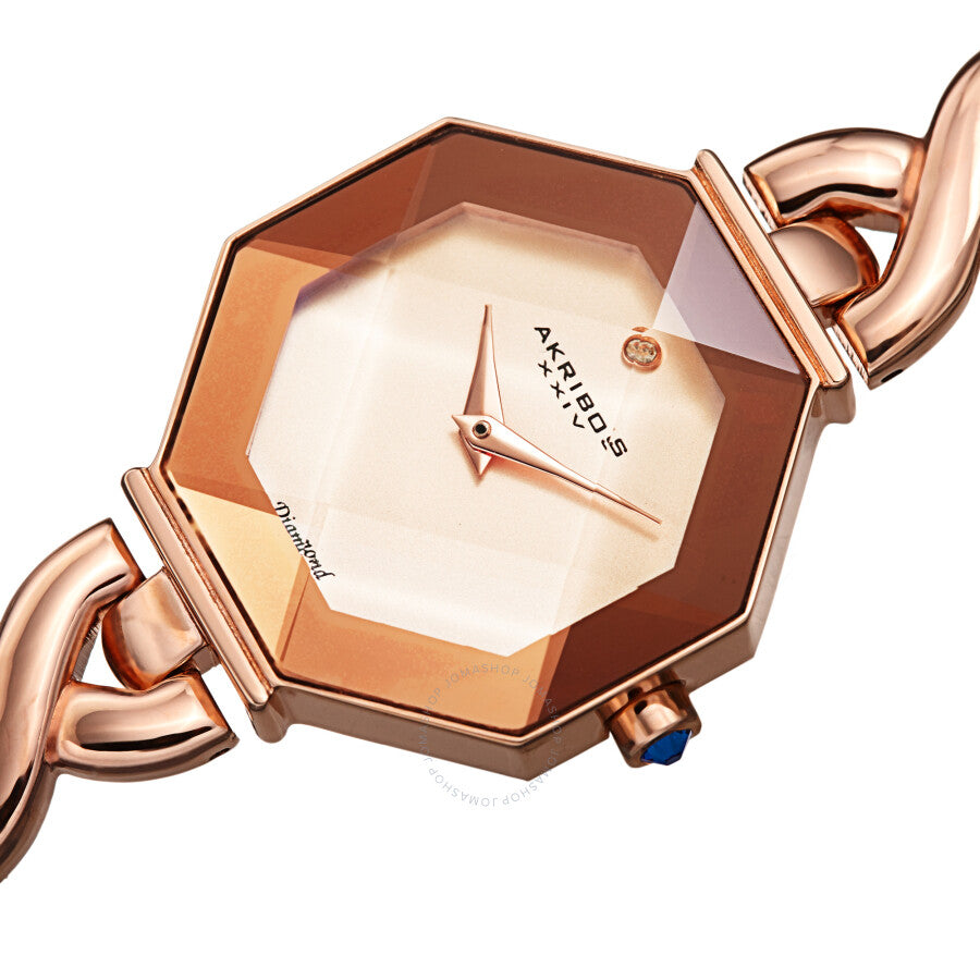 Akribos XXIV Quartz Diamond Rose Gold Dial Ladies Watch AK1086RG - Dawson Watches #2