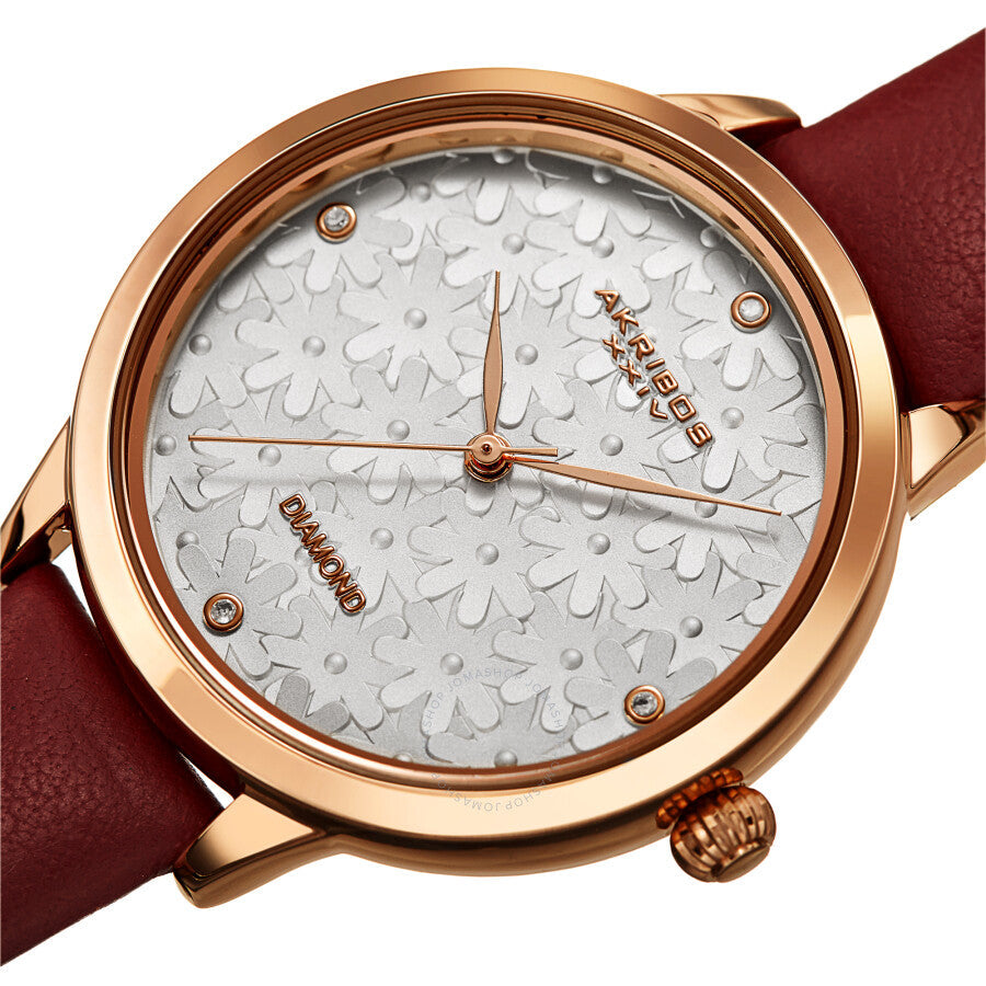 Akribos XXIV Quartz Diamond Silver Dial Ladies Watch AK1051BR - The Watches Men & Co #2