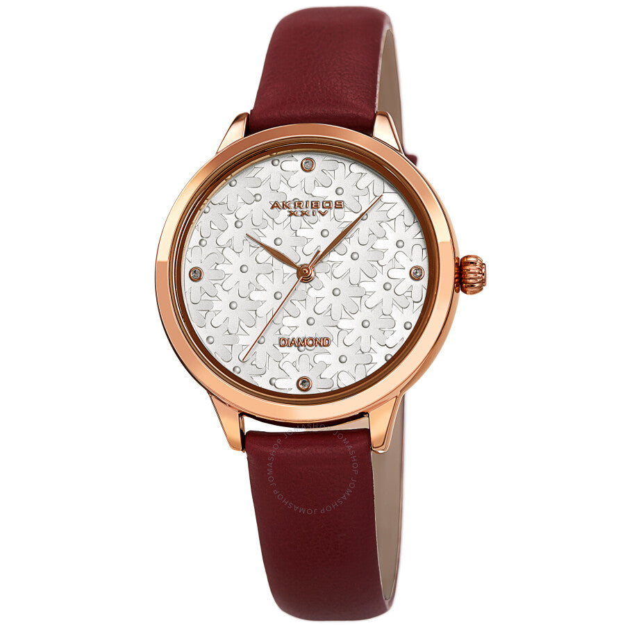 Akribos XXIV Quartz Diamond Silver Dial Ladies Watch AK1051BR - The Watches Men & Co