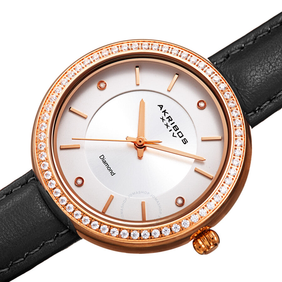 Akribos XXIV Quartz Diamond Silver Dial Ladies Watch AK1067BK - Dawson Watches #2
