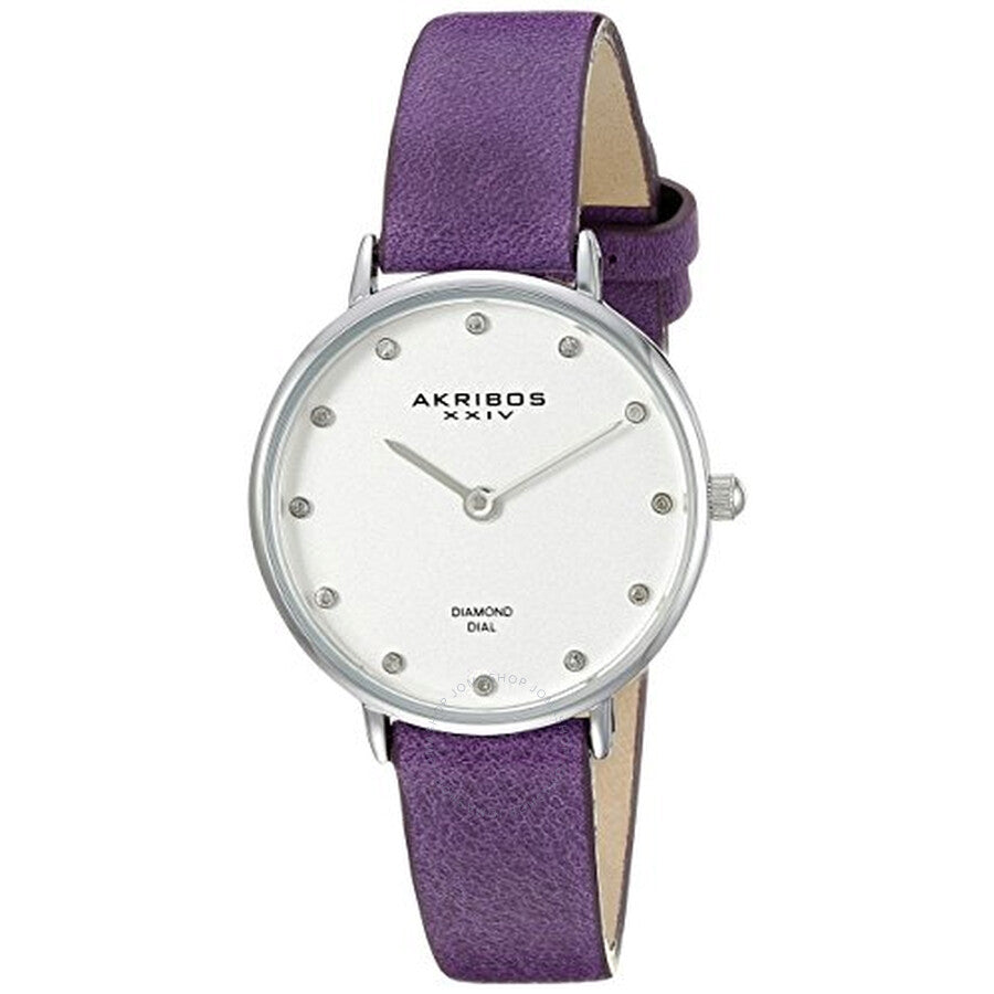 Akribos XXIV Quartz Diamond Silver Dial Ladies Watch AK882PU - The Watches Men & Co