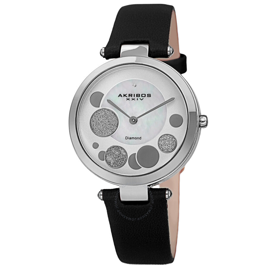 Akribos XXIV Quartz Diamond White Dial Ladies Watch AK1069SSBK - The Watches Men & Co