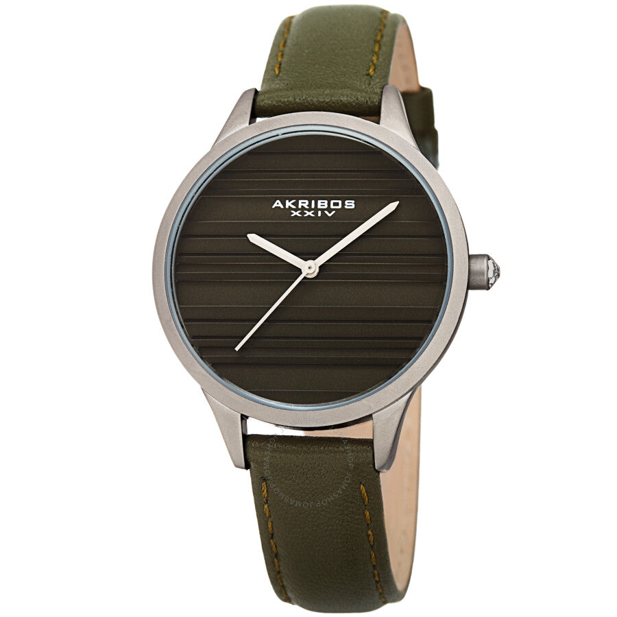 Akribos XXIV Quartz Green Dial Green Leather Ladies Watch AK1005GN - The Watches Men & Co