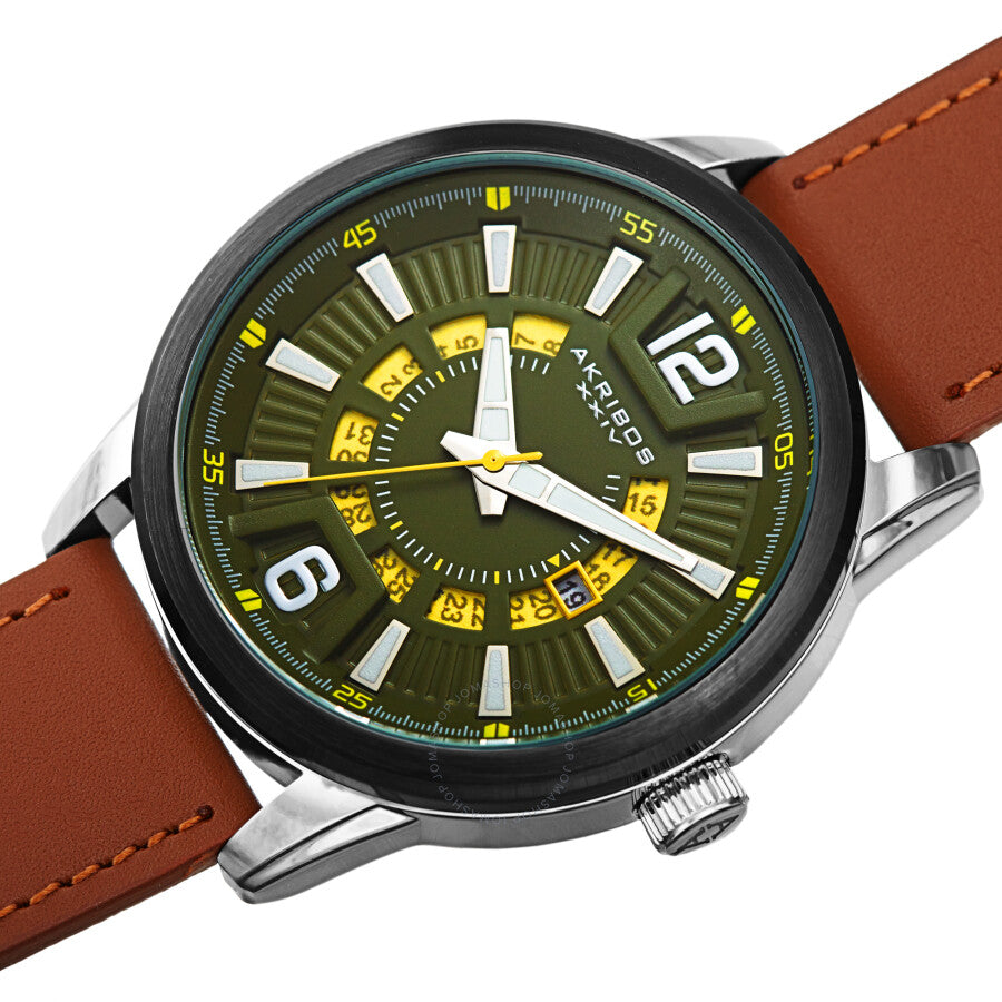 Akribos XXIV Quartz Green Dial Men's Watch AK1079GNBR - Dawson Watches #2
