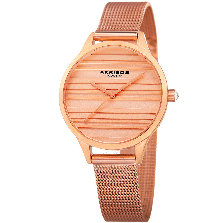 Akribos XXIV Quartz Rose Dial Ladies Watch AK1005RG - Dawson Watches