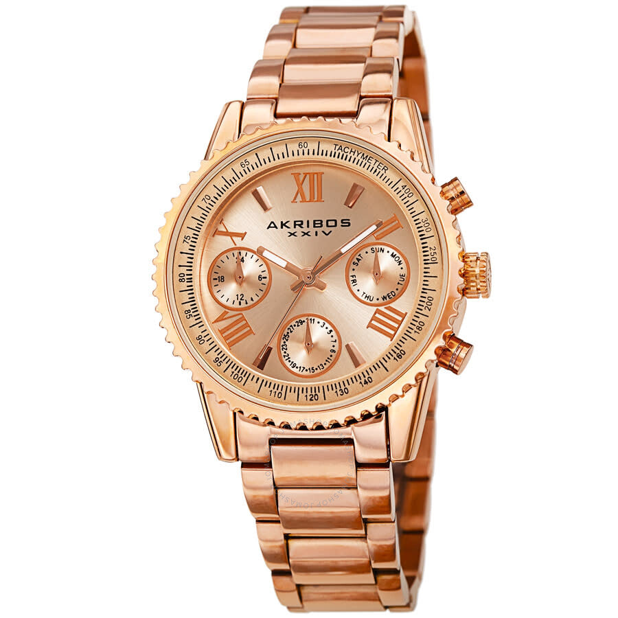 Akribos XXIV Quartz Rose Gold Dial Ladies Watch AK1100RG - Dawson Watches