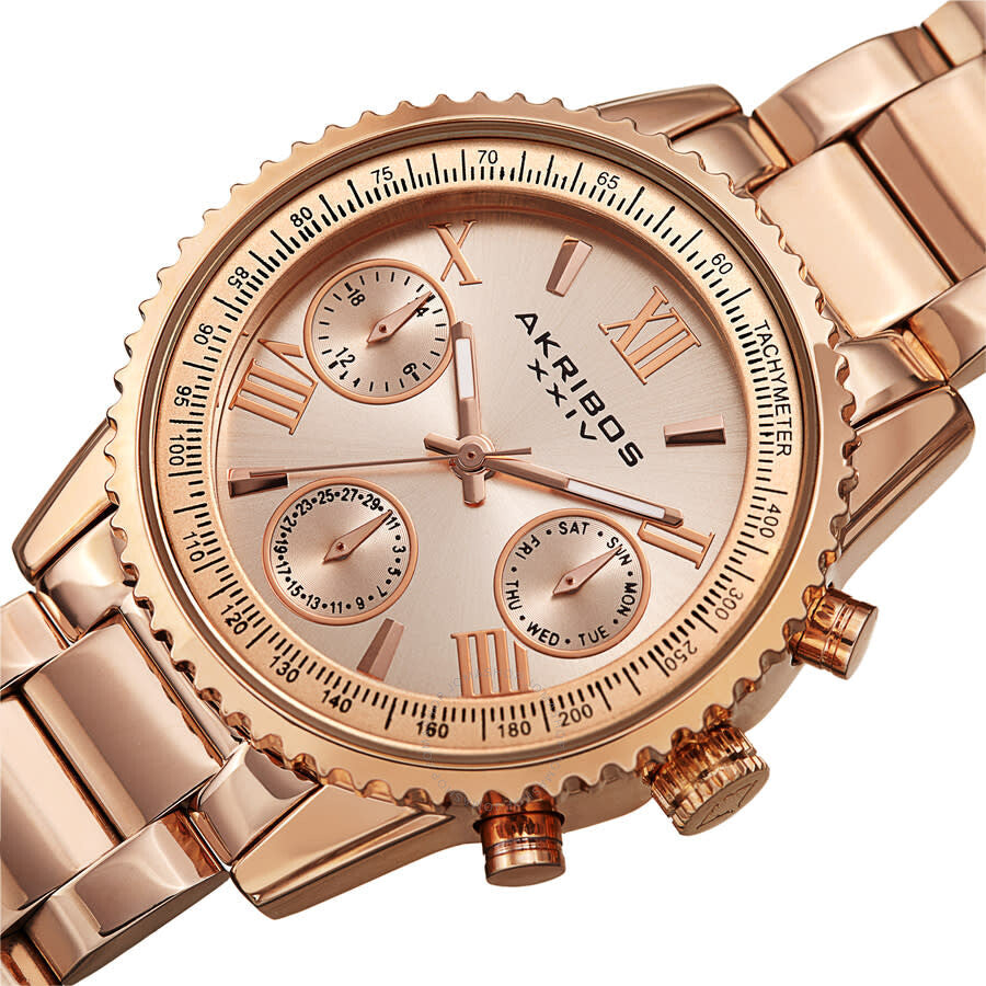 Akribos XXIV Quartz Rose Gold Dial Ladies Watch AK1100RG - Dawson Watches #2