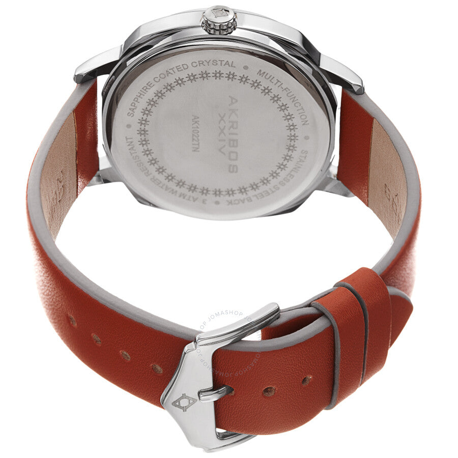 Akribos XXIV Quartz Silver Dial Brown Leather Men's Watch AK1022TN - Dawson Watches #4