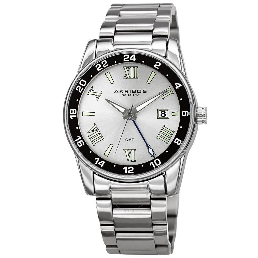 Akribos XXIV Quartz Silver Dial Silver-tone Men's Watch AK1055SS - Dawson Watches