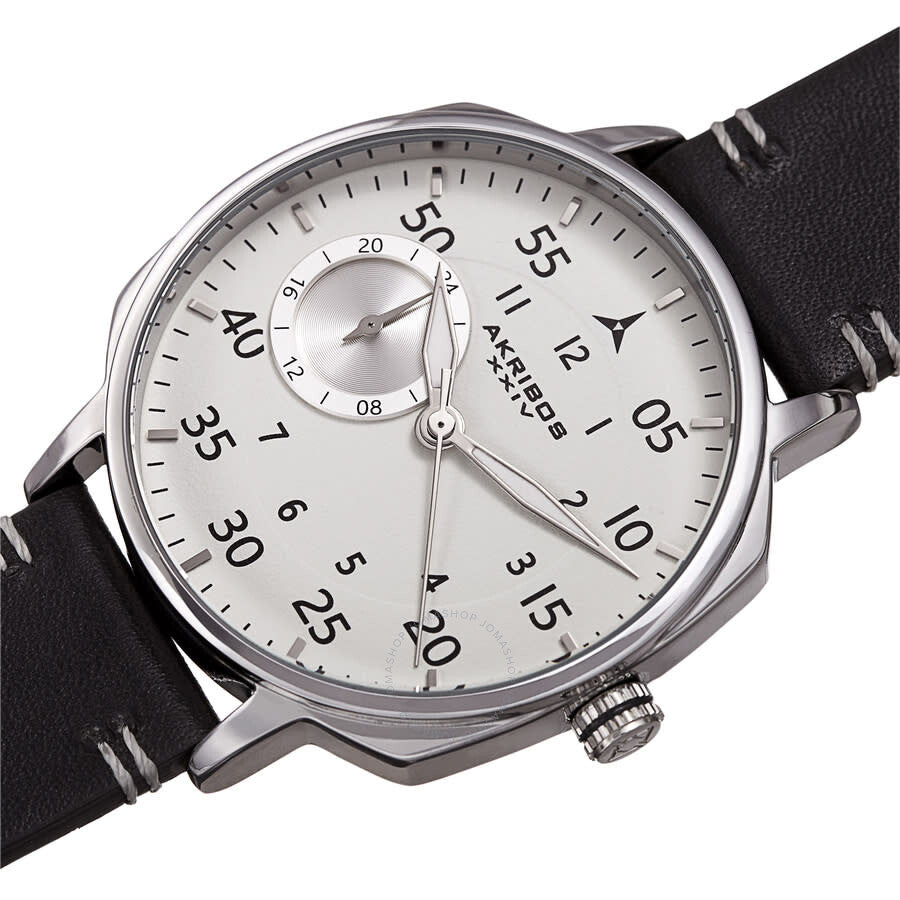 Akribos XXIV Quartz White Dial Black Leather Men's Watch AK1109SS - Dawson Watches #2