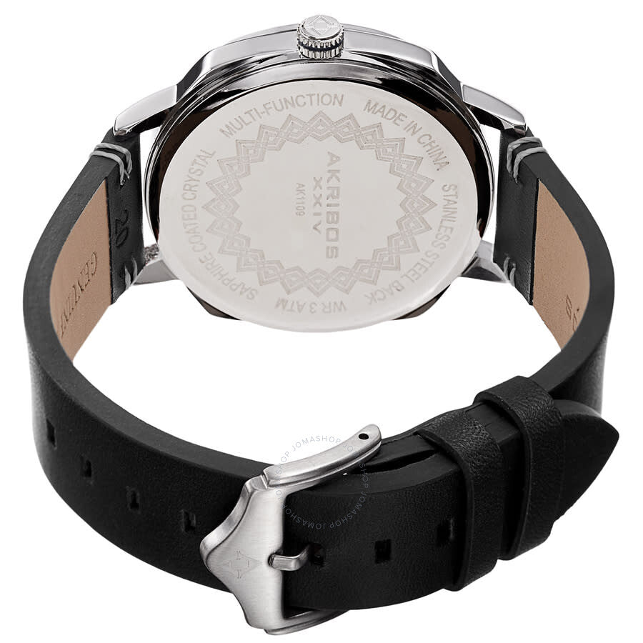 Akribos XXIV Quartz White Dial Black Leather Men's Watch AK1109SS - Dawson Watches #4