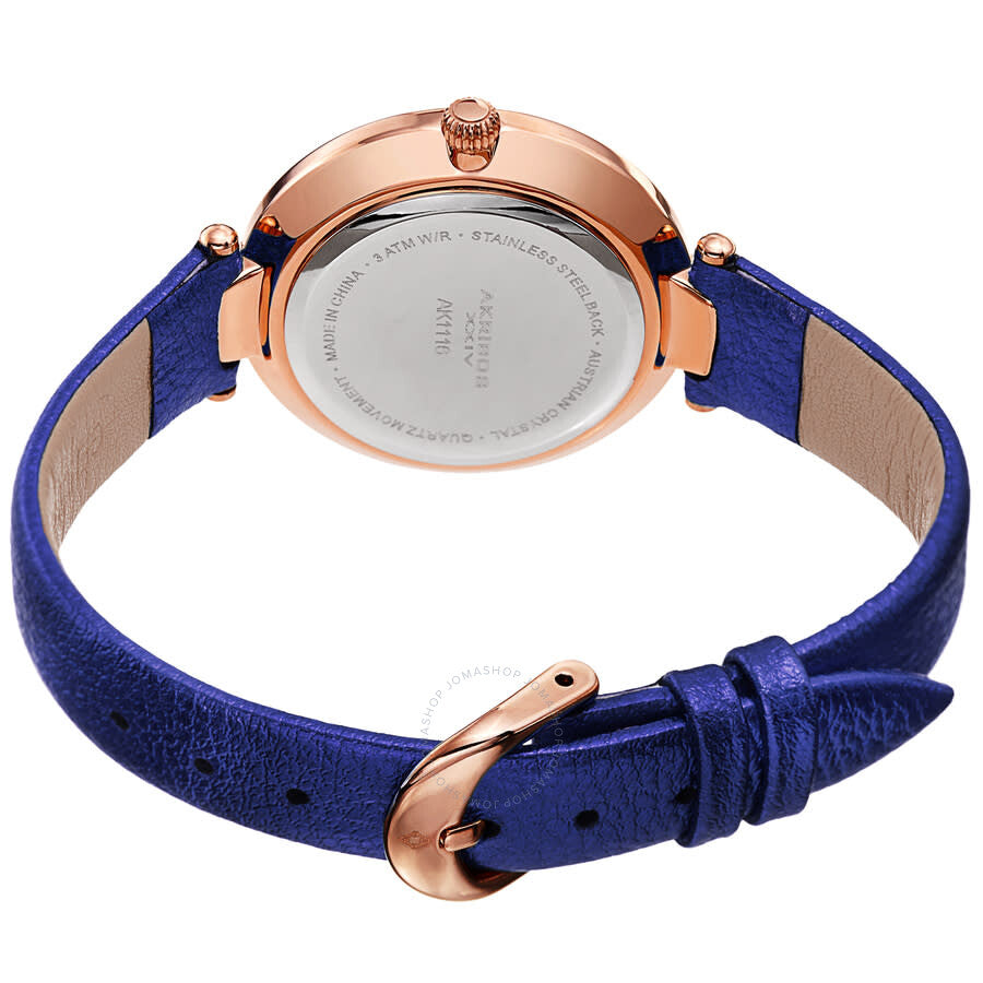 Akribos XXIV Quartz White Dial Blue Leather Ladies Watch AK1116BU - The Watches Men & Co #4