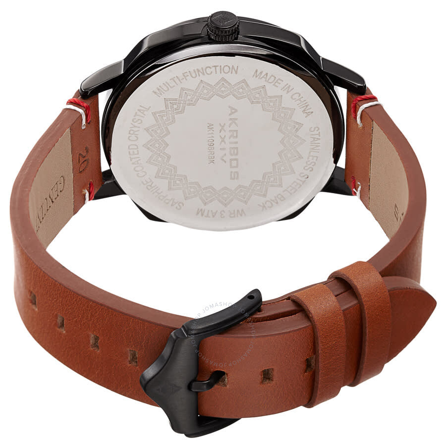 Akribos XXIV Quartz White Dial Brown Leather Men's Watch AK1109BRBK - The Watches Men & Co #4