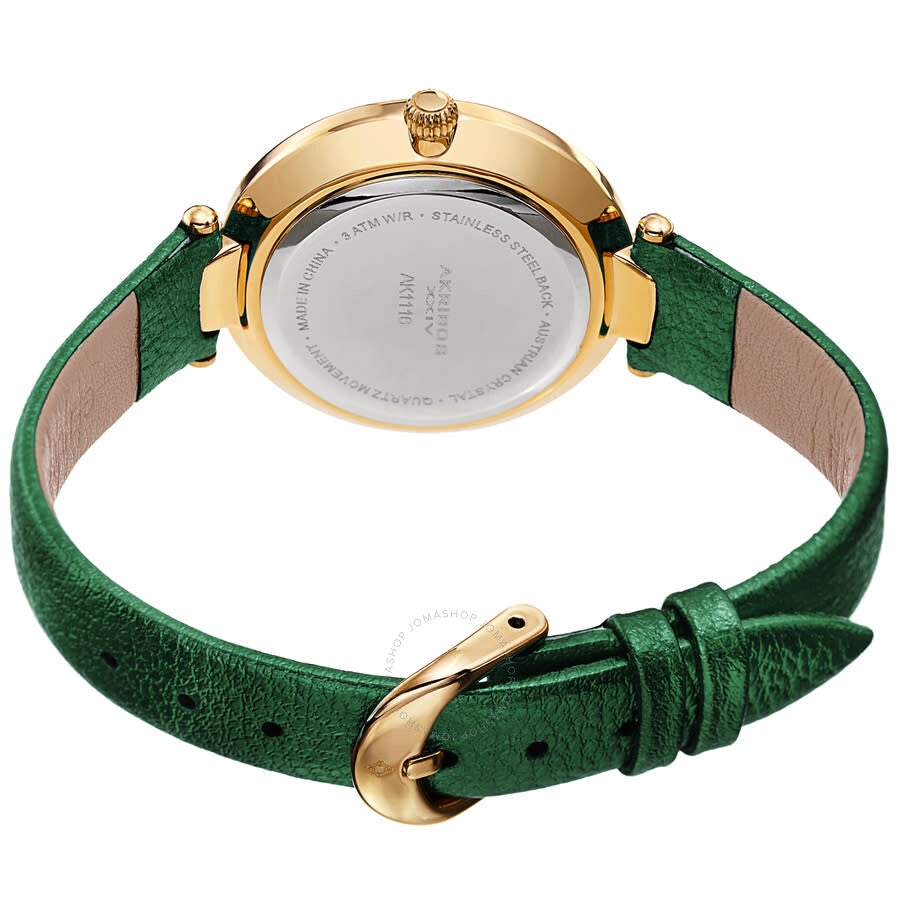 Akribos XXIV Quartz White Dial Green Leather Ladies Watch AK1116GN - Dawson Watches #4
