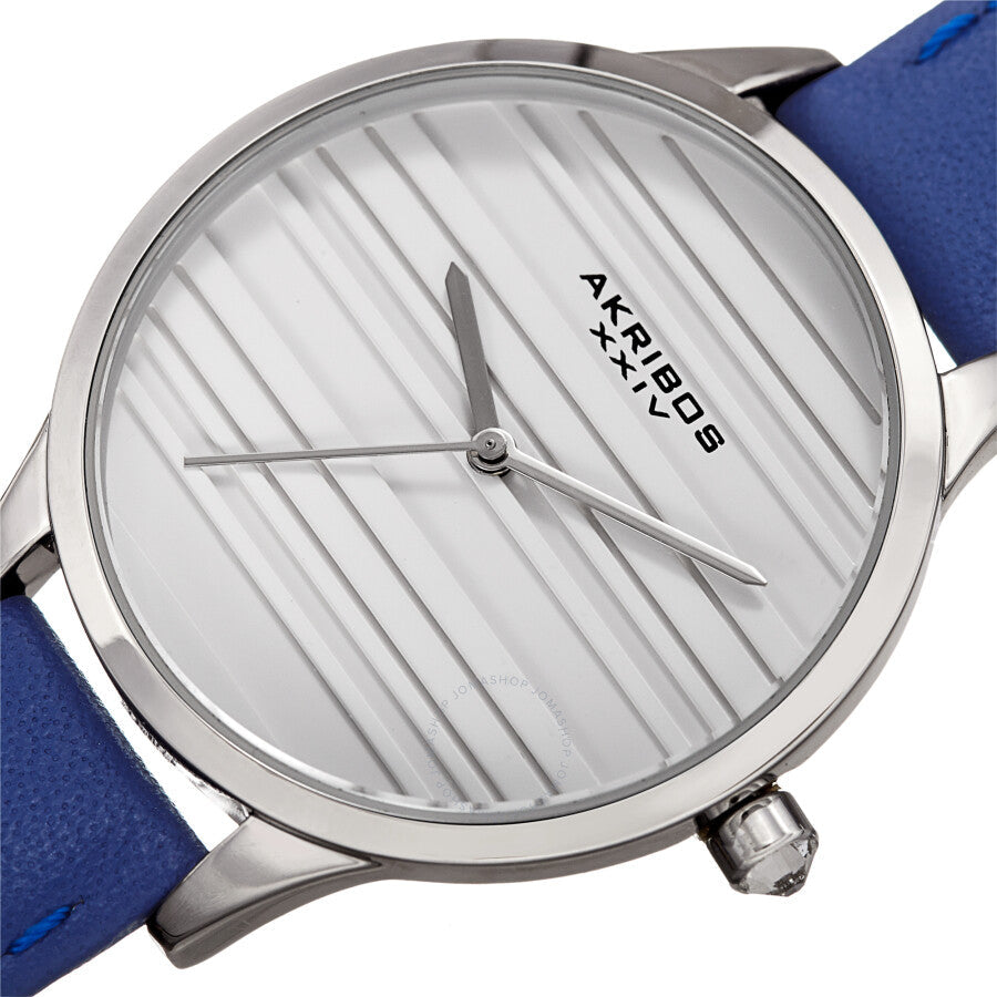 Akribos XXIV Quartz White Dial Blue Leather Ladies Watch AK1005BU - Dawson Watches #2