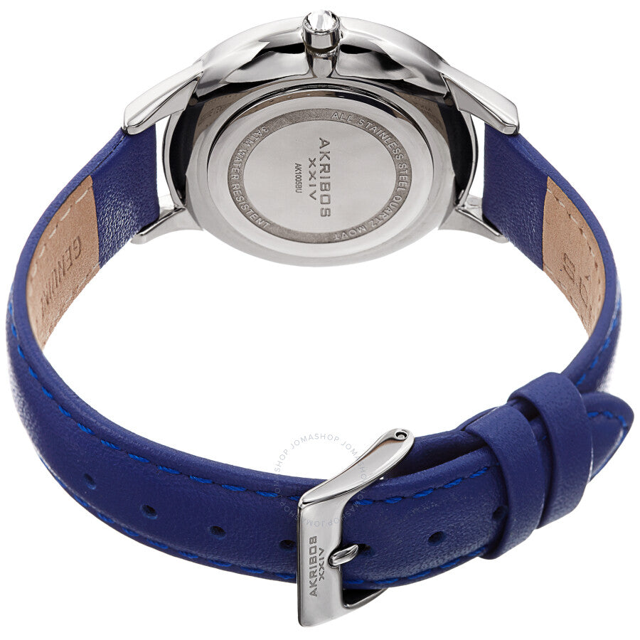 Akribos XXIV Quartz White Dial Blue Leather Ladies Watch AK1005BU - Dawson Watches #4