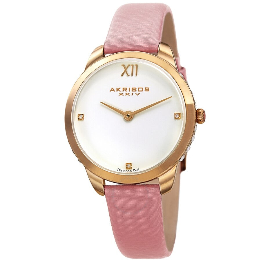 Akribos XXIV Quartz White Dial Ladies Watch AK1059PK - The Watches Men & Co