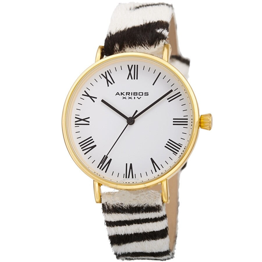 Akribos XXIV Quartz White Dial Ladies Watch AK1080YG - The Watches Men & Co